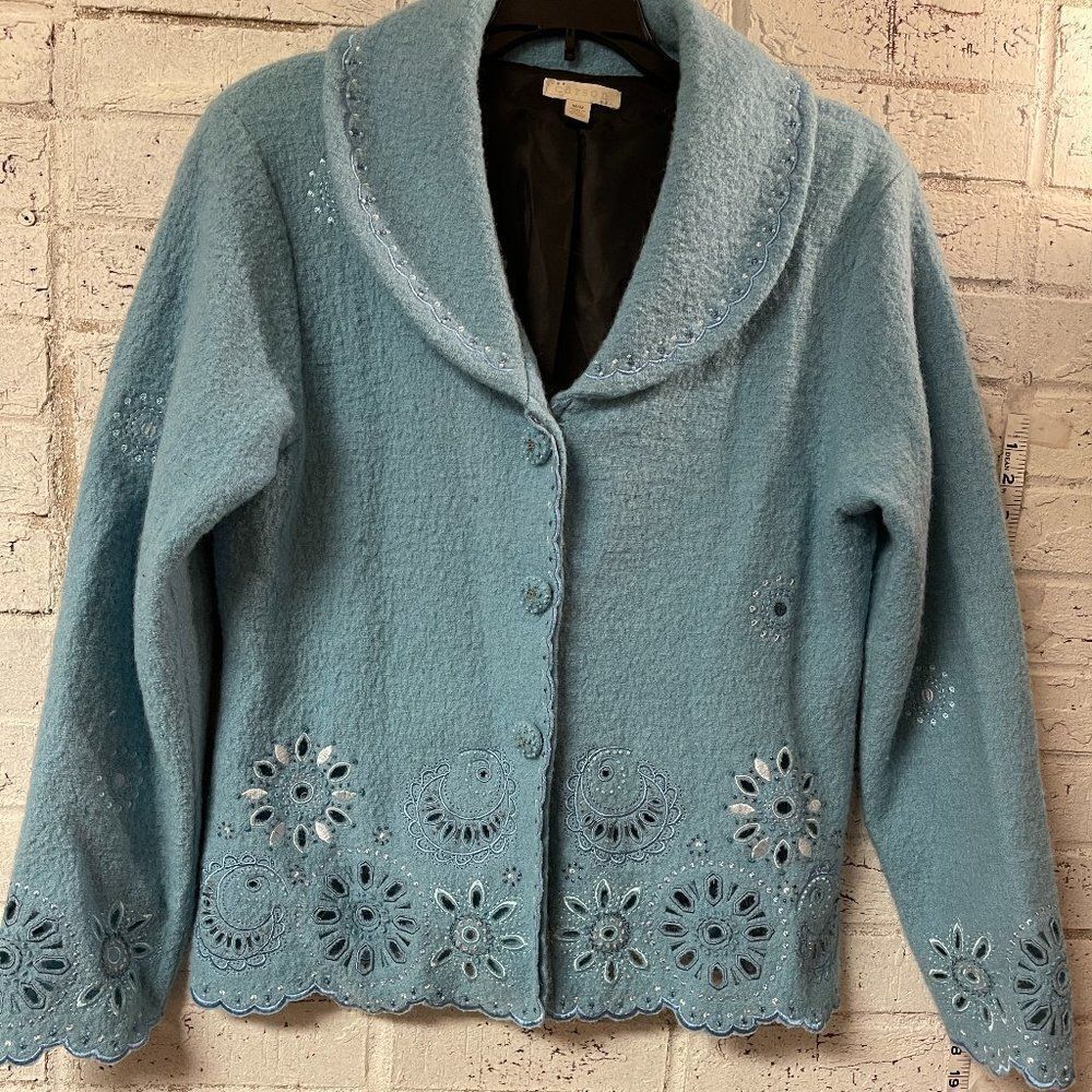 Cayson Vintage Blue Wool Jacket Medium - Picture 2 of 14